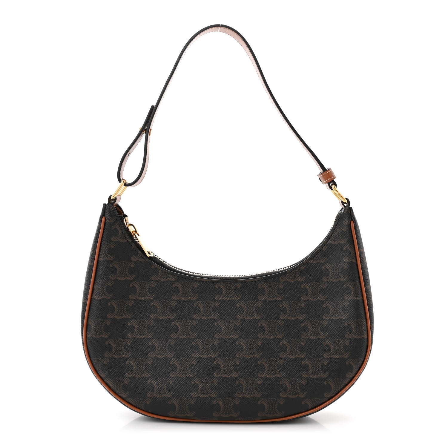 Celine Triomphe Canvas Calfskin Ava Shoulder Bag Tan 1 of 12