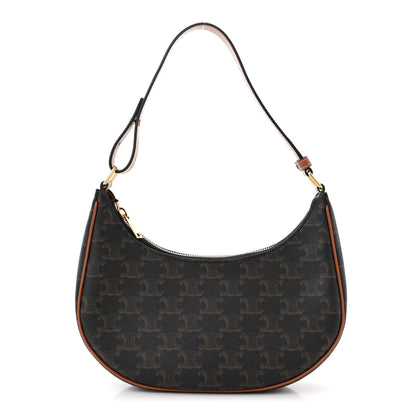 Celine Triomphe Canvas Calfskin Ava Shoulder Bag Tan 1 of 12