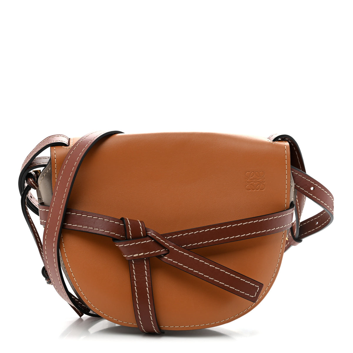 Calfskin Small Gate Crossbody Bag Amber Light Grey Rust