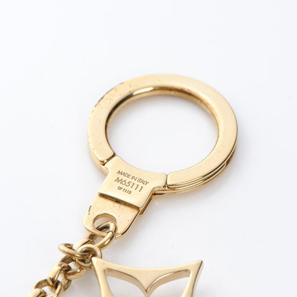 Louis Vuitton Brass Enamel Fleur De Monogram Bag Charm Chain Gold 5 of 5
