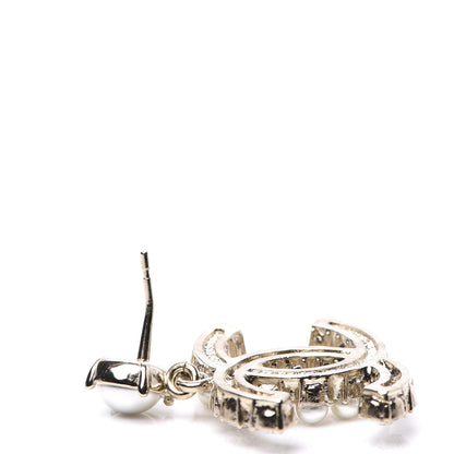 Chanel Crystal Pearl Dazzling Domino CC Drop Earrings Gold 5 of 5