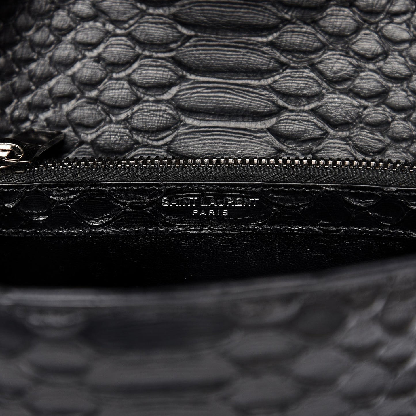 Calfskin Python Embossed Monogram Medium College Bag Black