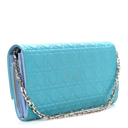 Christian Dior Ultra Matte Cannage Lady Dior Rendezvous Wallet On Chain Turquoise 2 of 10