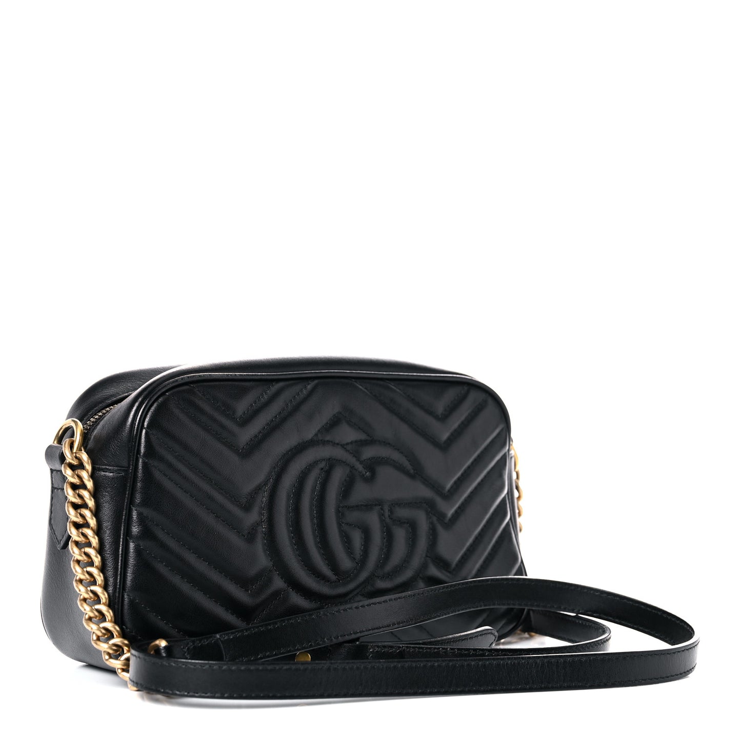 Calfskin Matelasse Small GG Marmont Chain Shoulder Bag Black