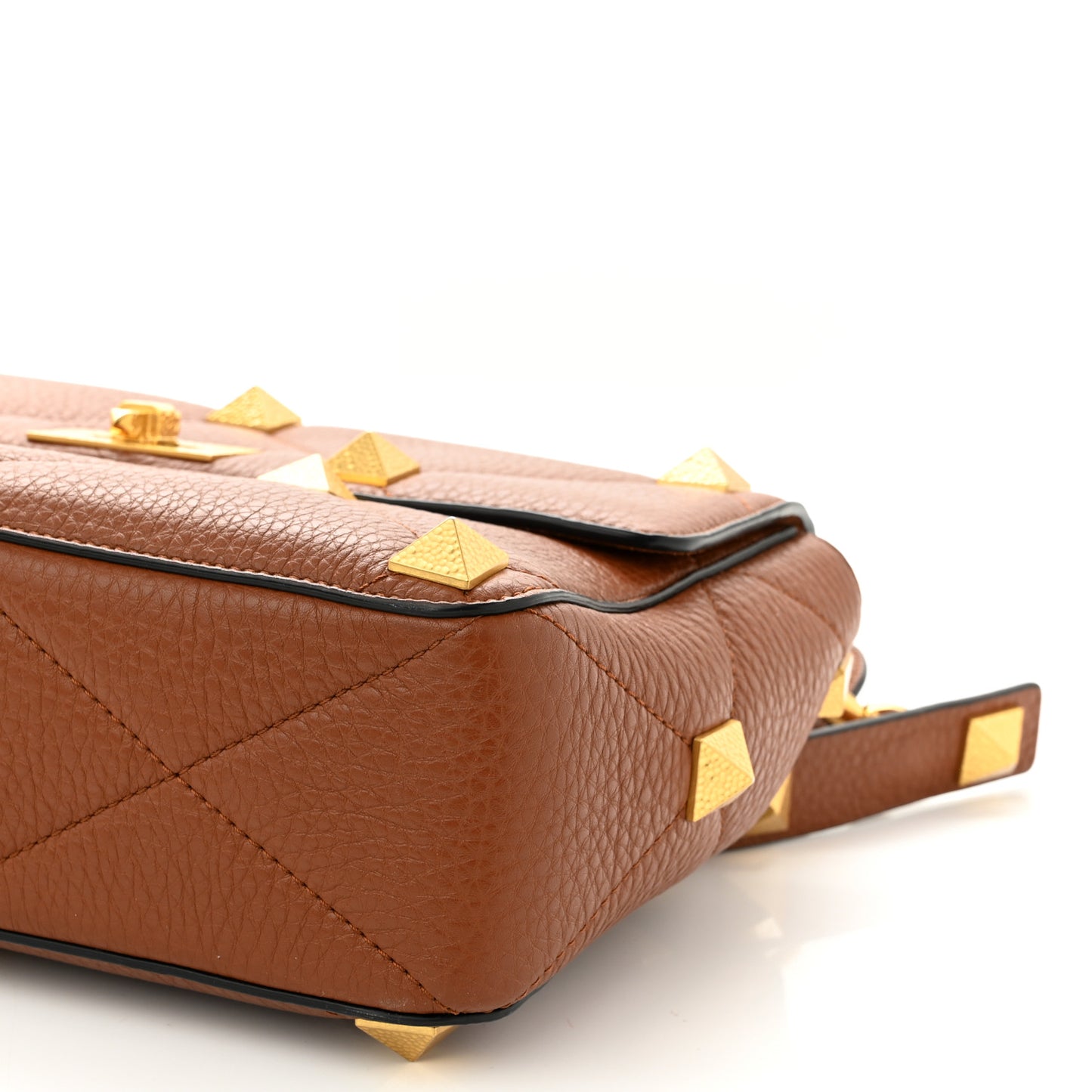 Grained Calfskin Large Roman Stud Shoulder Bag Selleria