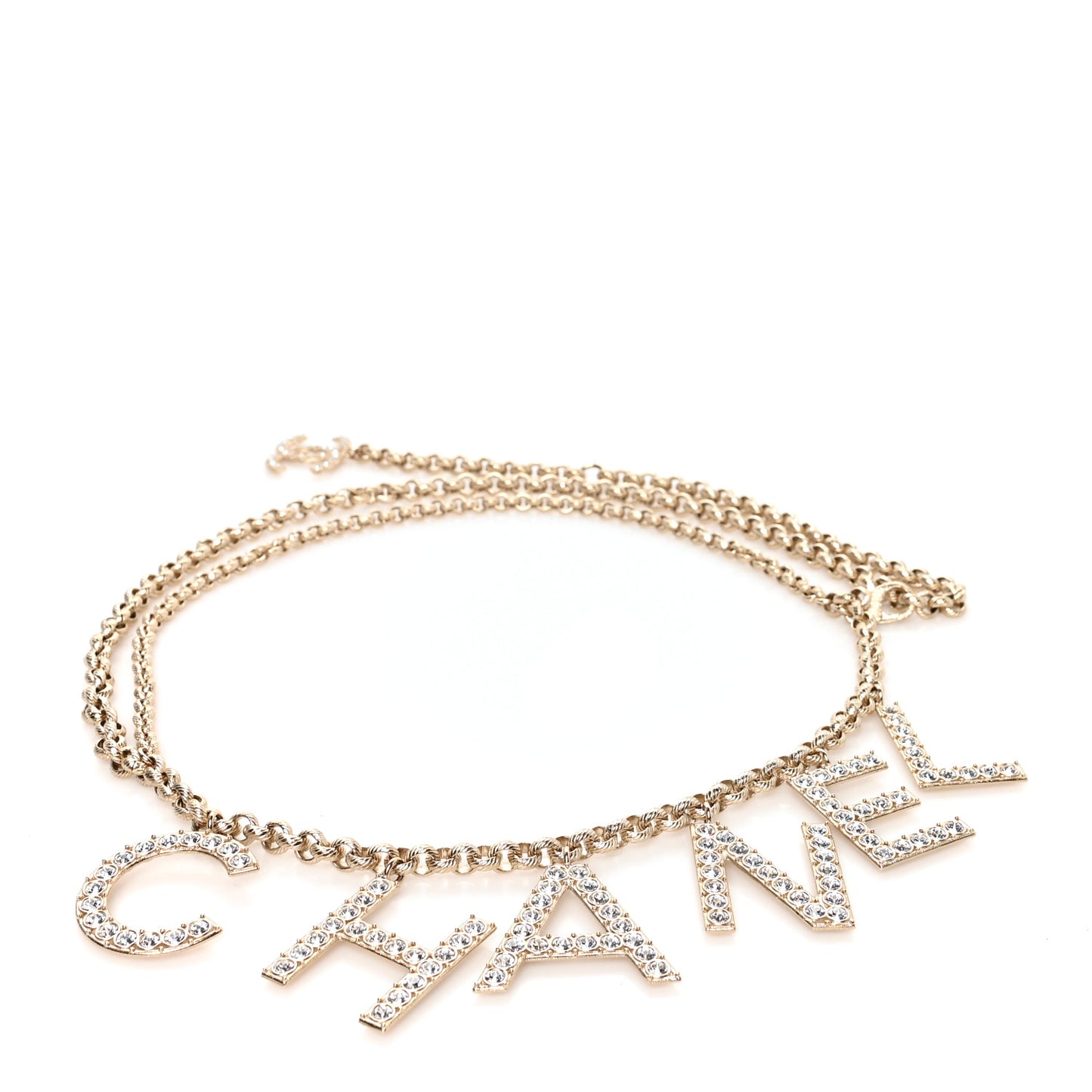Metal Crystal 90's Icon Logo Chain Belt Gold