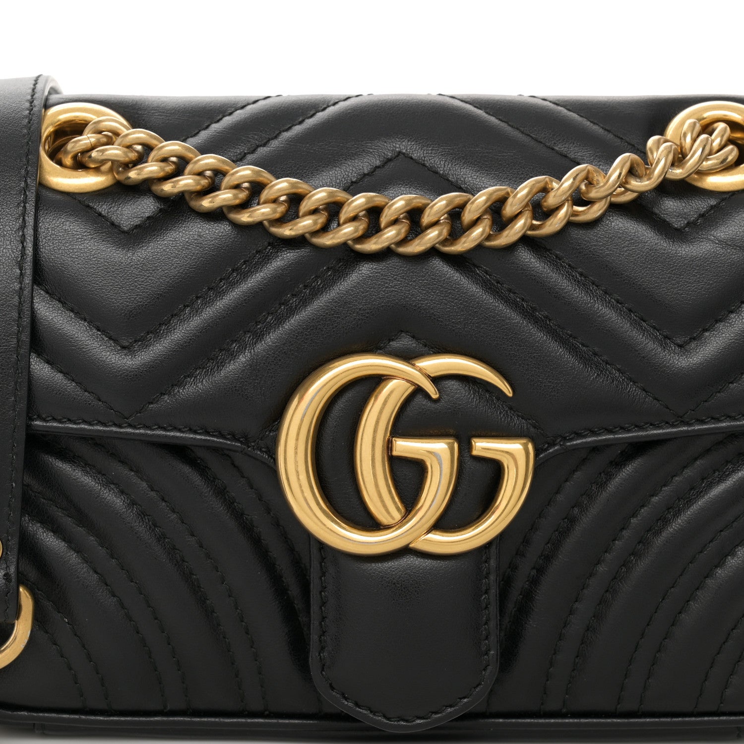 Gucci Calfskin Matelasse Mini GG Marmont Shoulder Bag Black 8 of 10