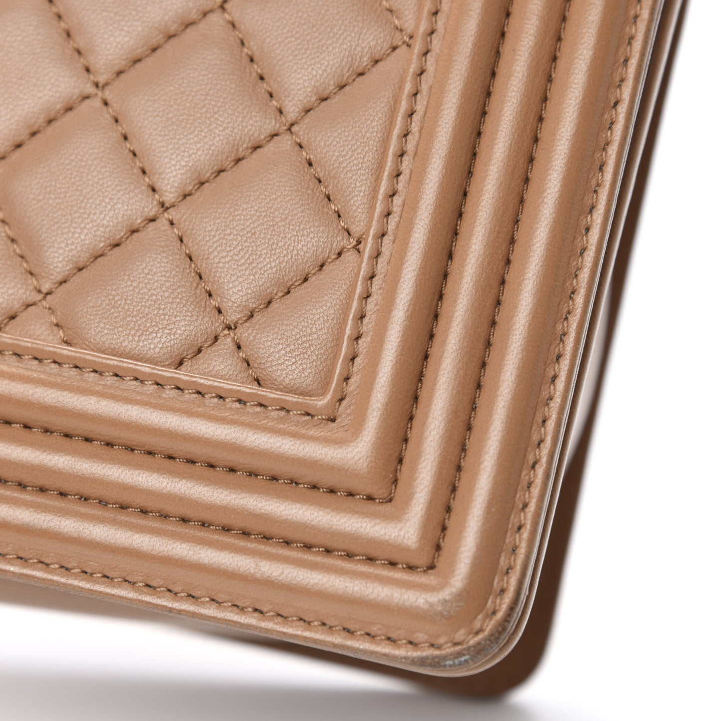 Lambskin Quilted Medium Boy Flap Beige