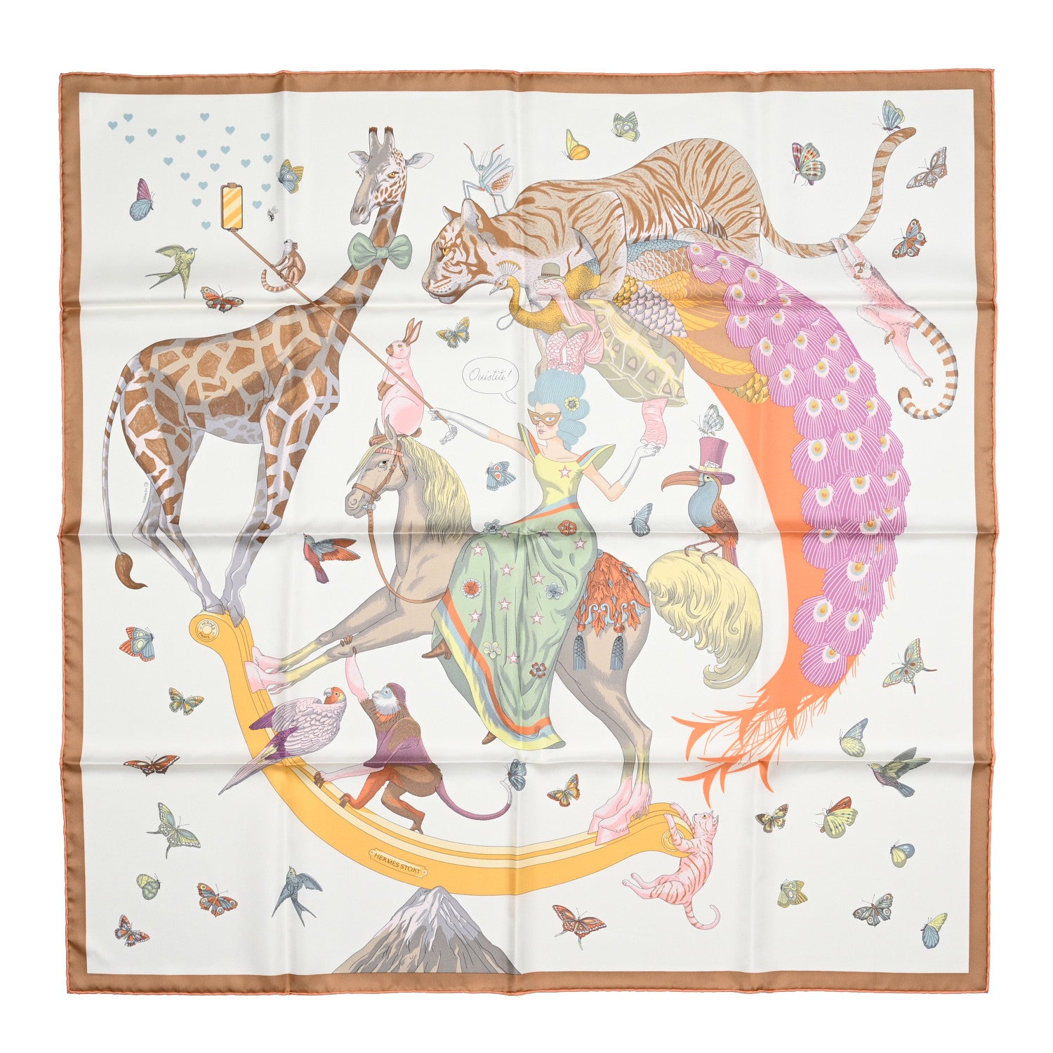Hermes Silk Hermes Story Scarf 90 White Beige Multicolor 1 of 5