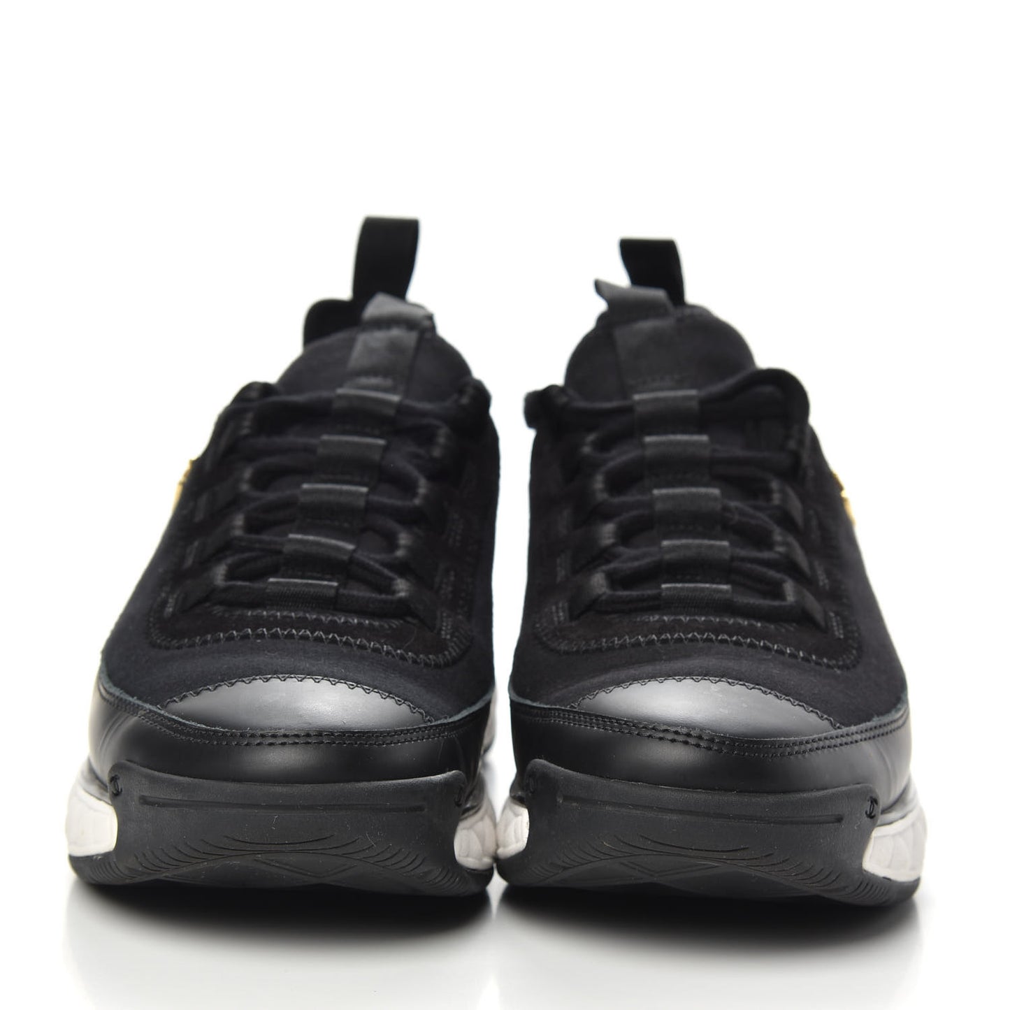 Velvet Calfskin Mixed Fibers CC Sneakers 36.5 Black