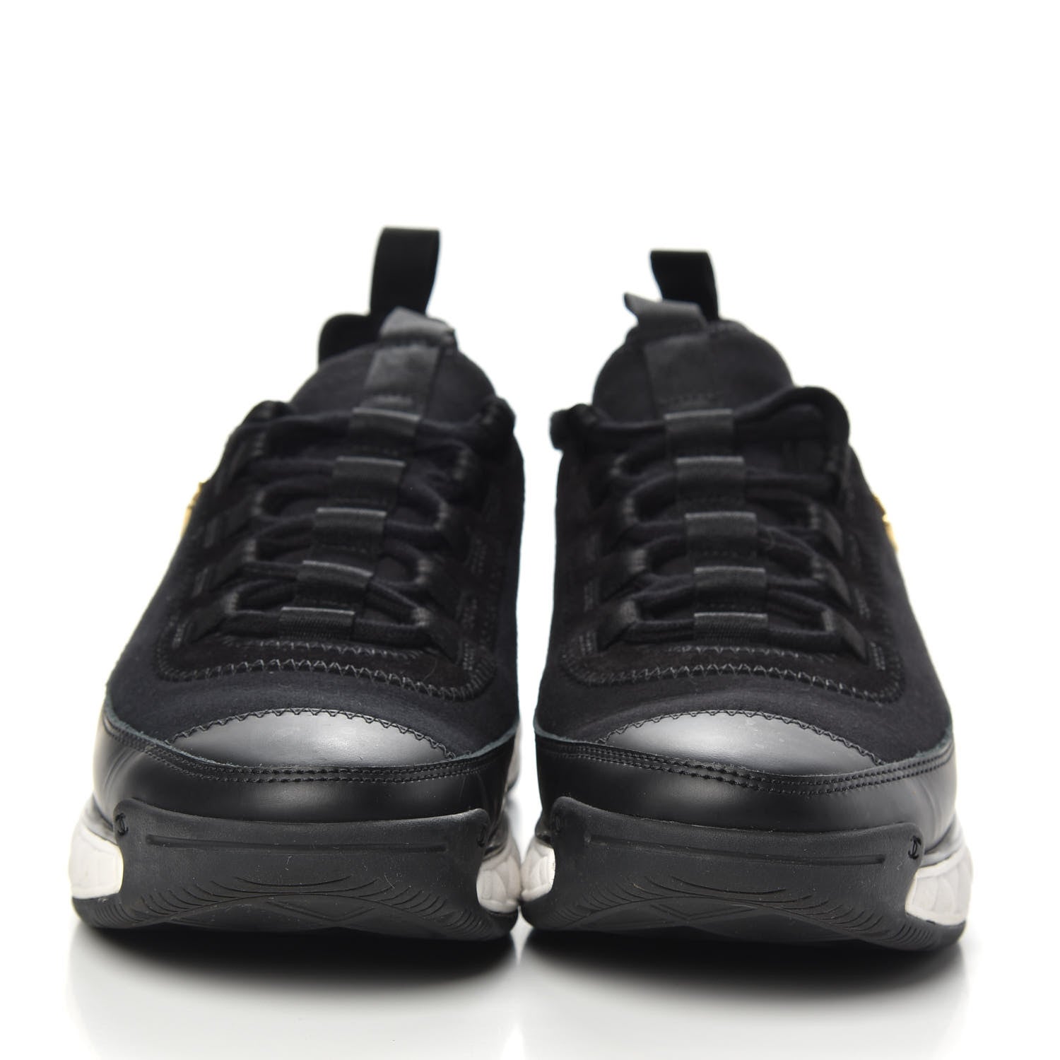 Chanel Velvet Calfskin Mixed Fibers CC Sneakers 36.5 Black 2 of 11