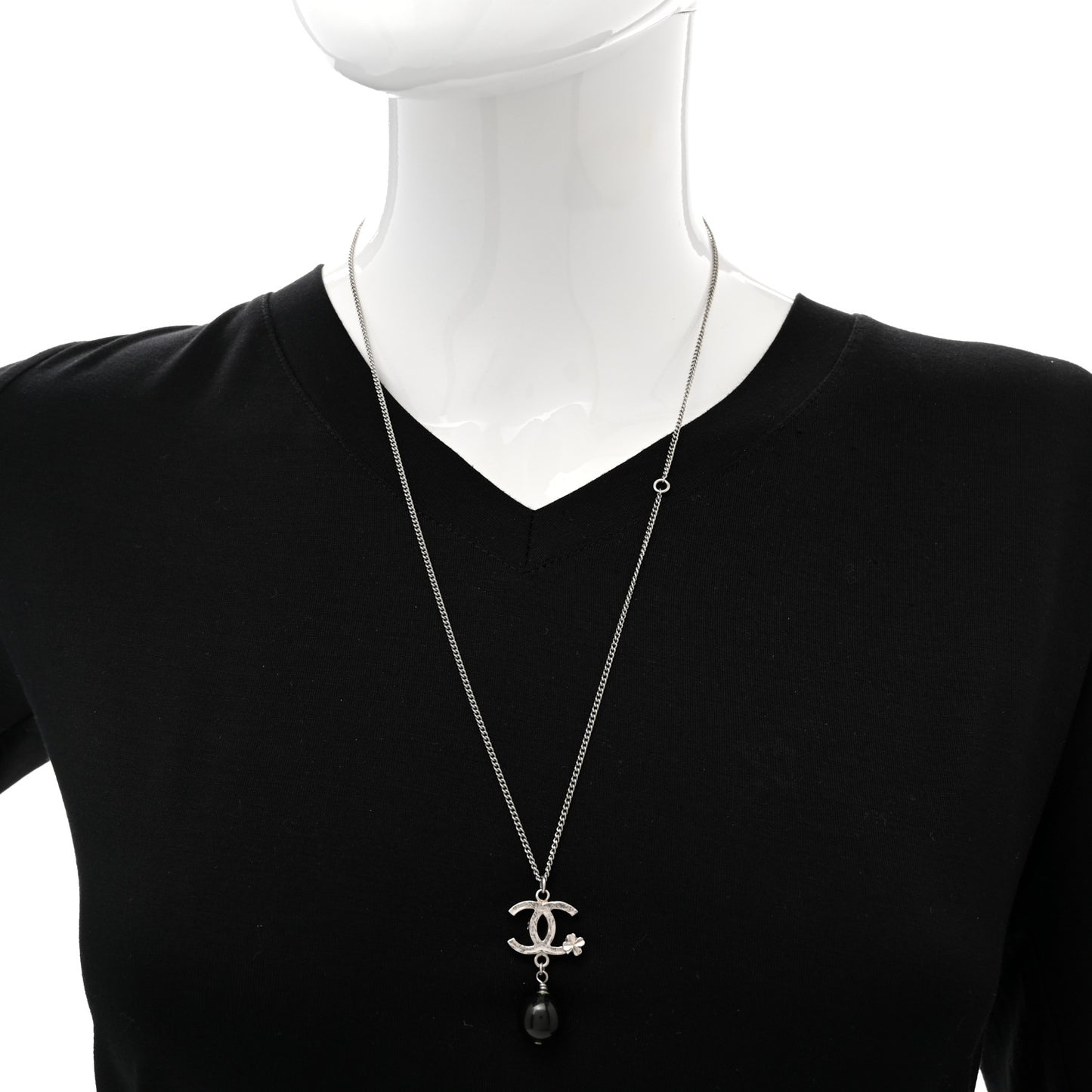 CC Bead Drop Necklace Black