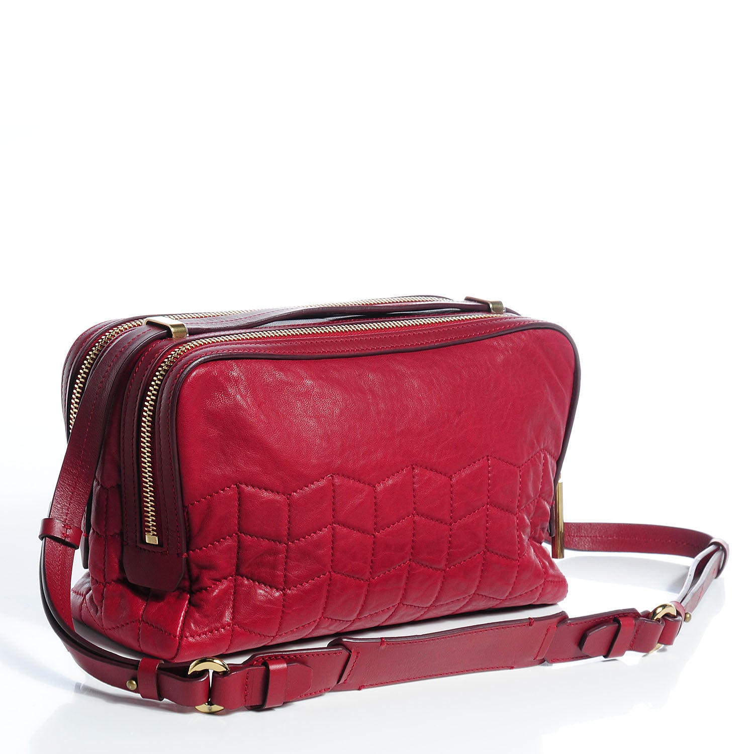 Lanvin Leather Padam Double Zip Bag Red 3 of 9