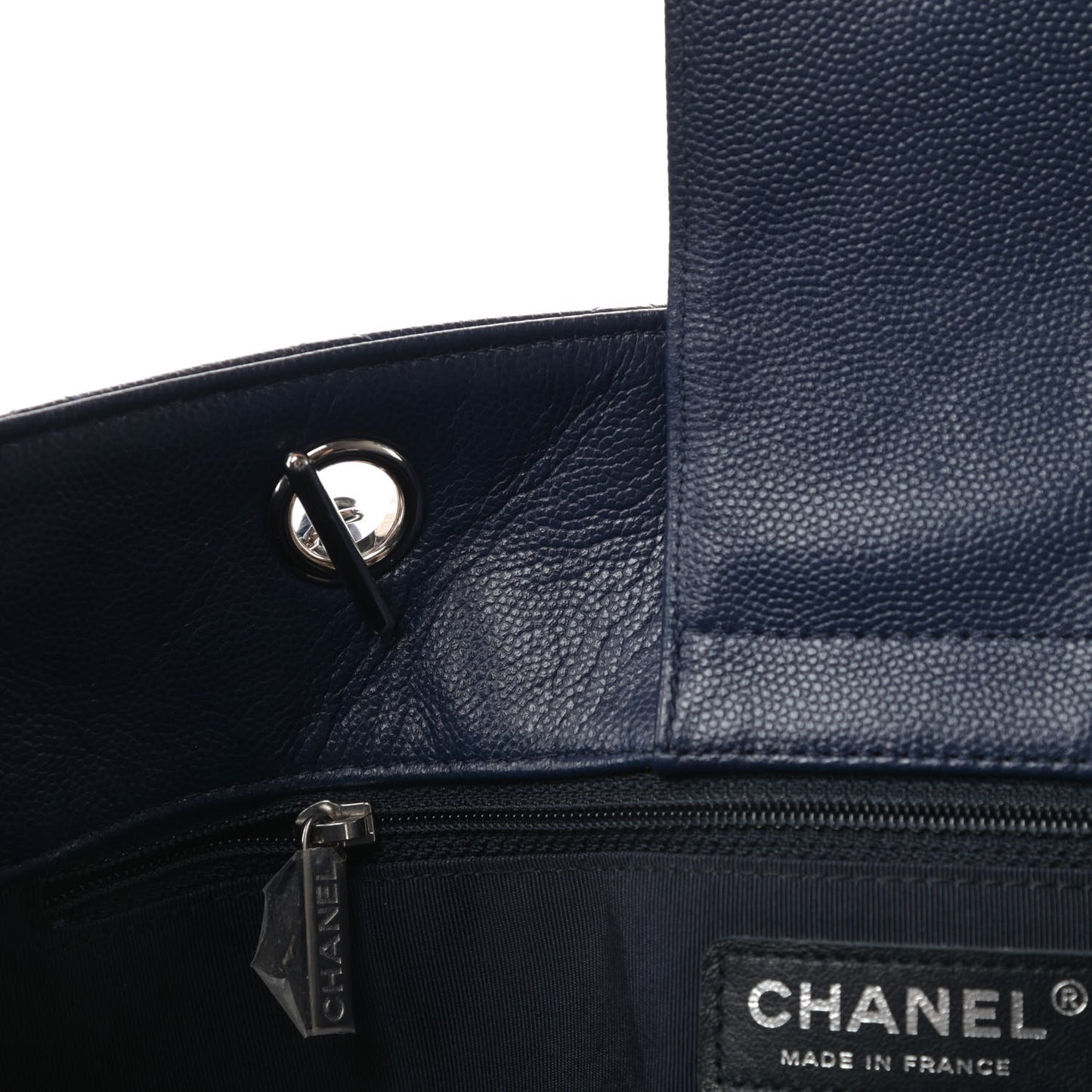 Caviar Quilted Large CC Shopping Tote Navy