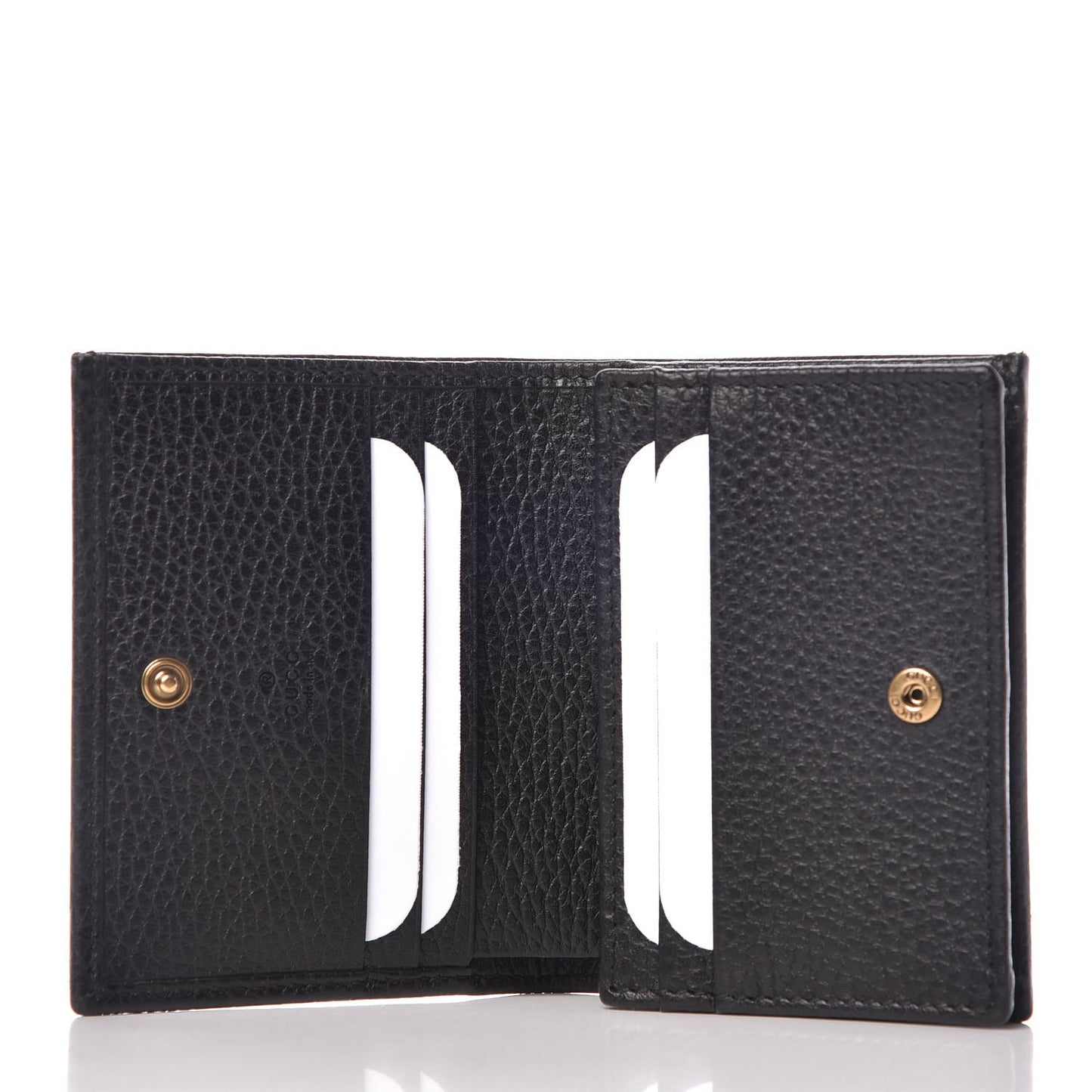 Pebbled Calfskin Butterfly Card Case Black