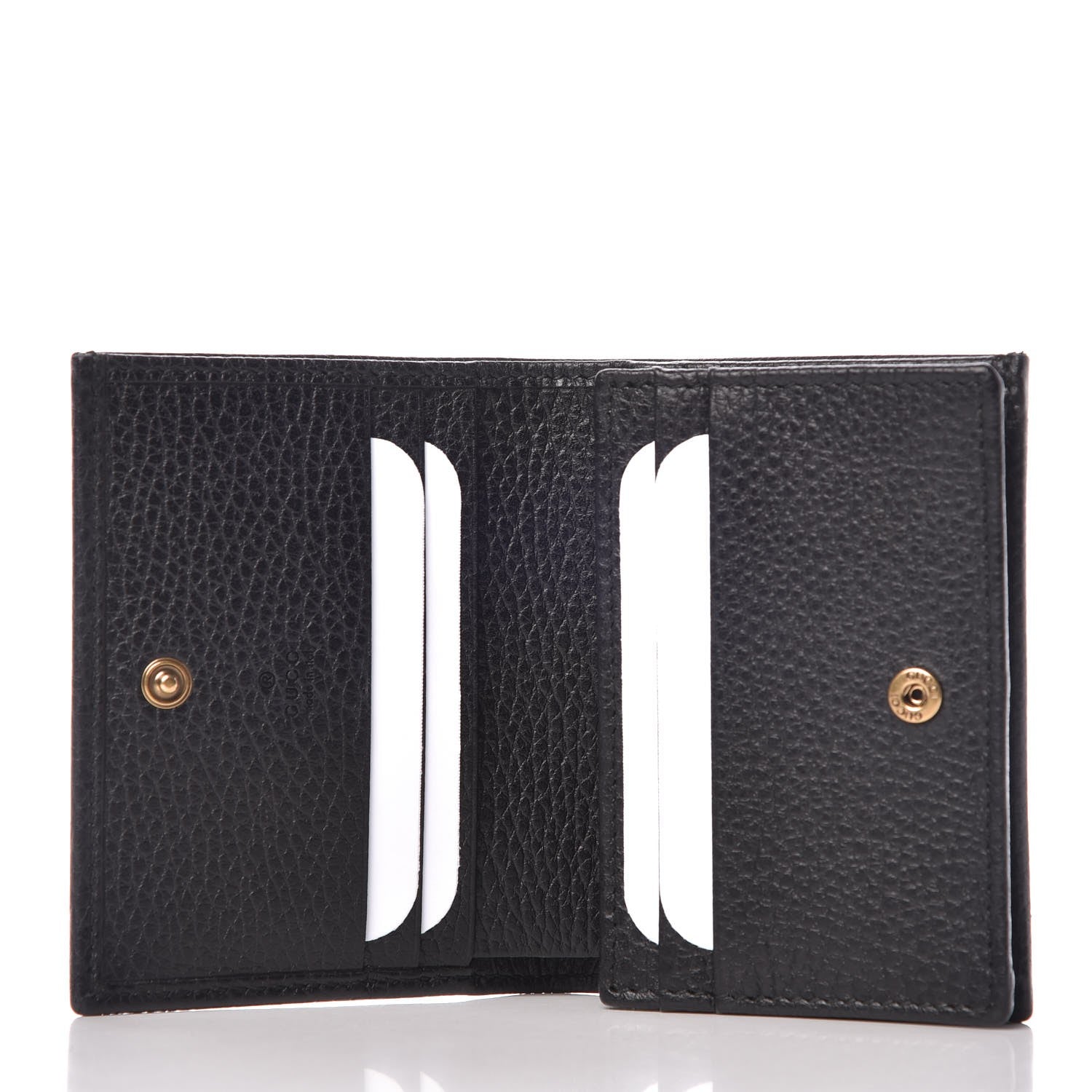 Gucci Pebbled Calfskin Butterfly Card Case Black 5 of 8