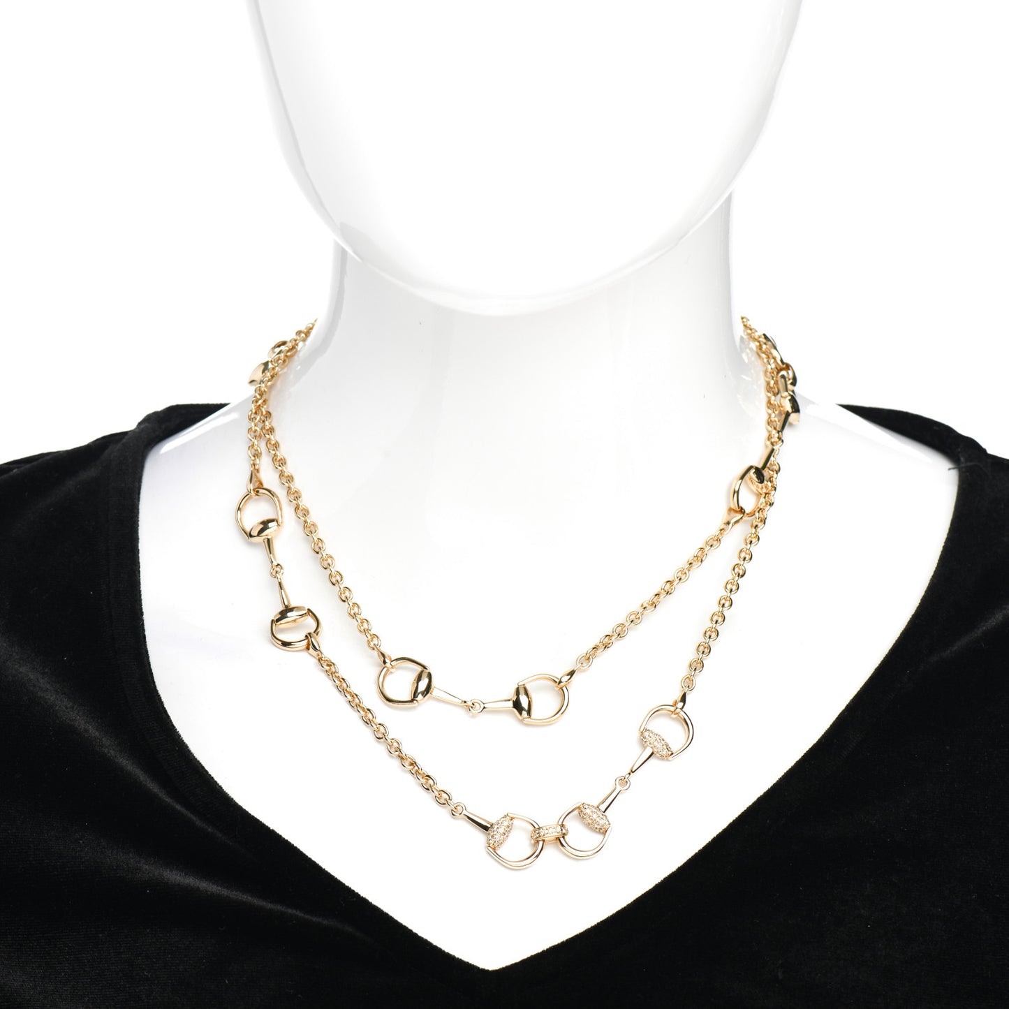 18K Yellow Gold Diamond Horsebit Link Necklace