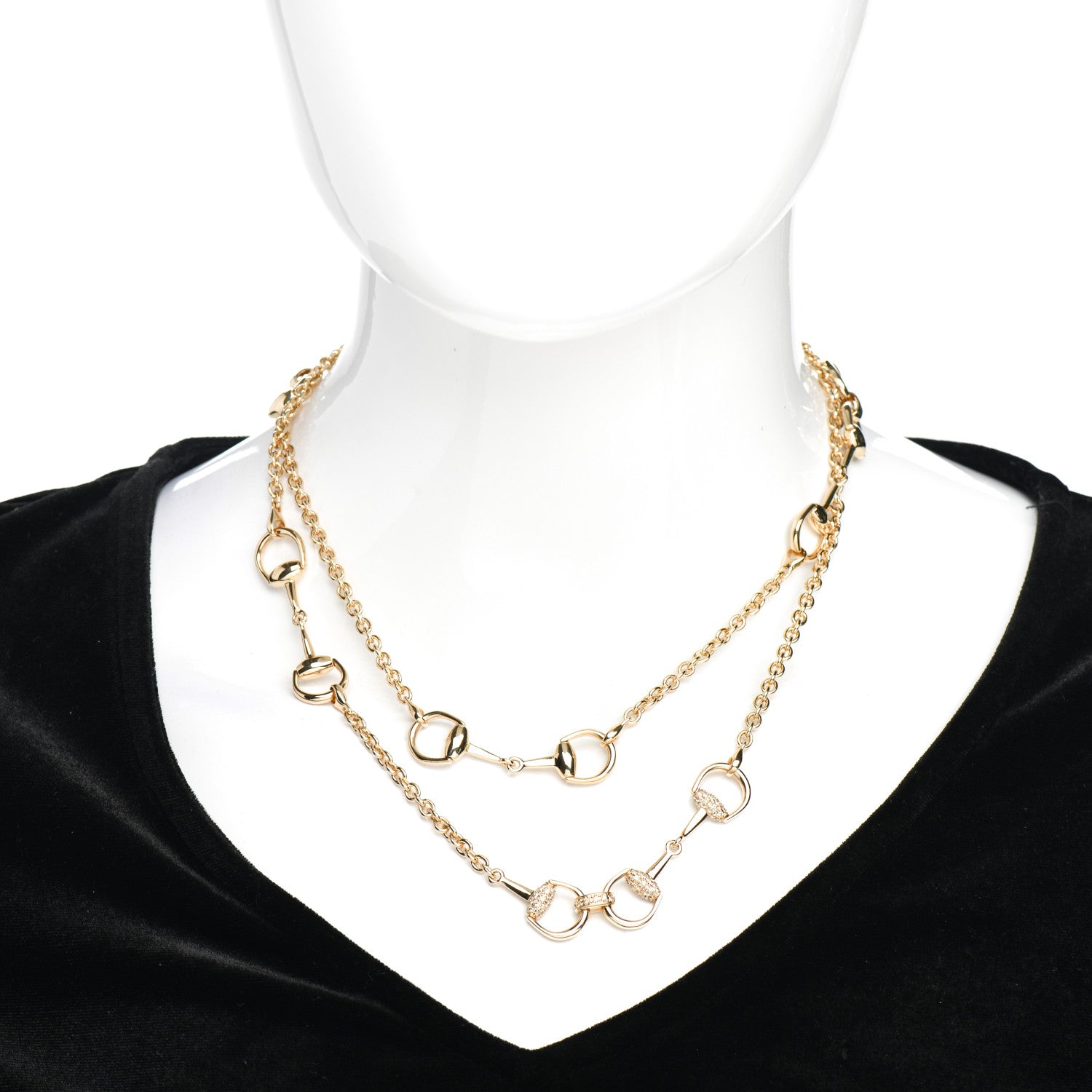 Gucci 18K Yellow Gold Diamond Horsebit Link Necklace 2 of 5