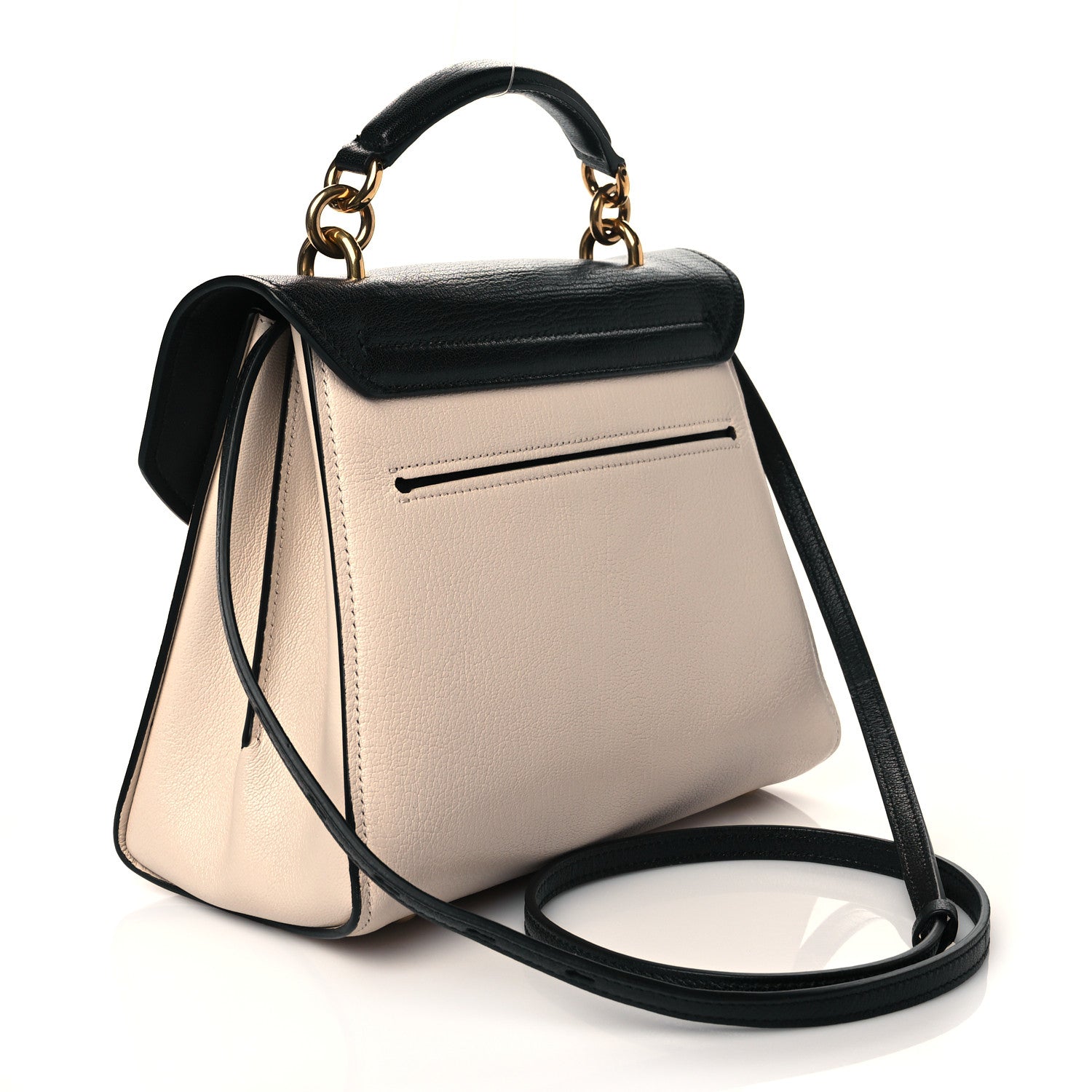 Salvatore Ferragamo Calfskin Margot Top Handle Satchel Beige Black 3 of 9