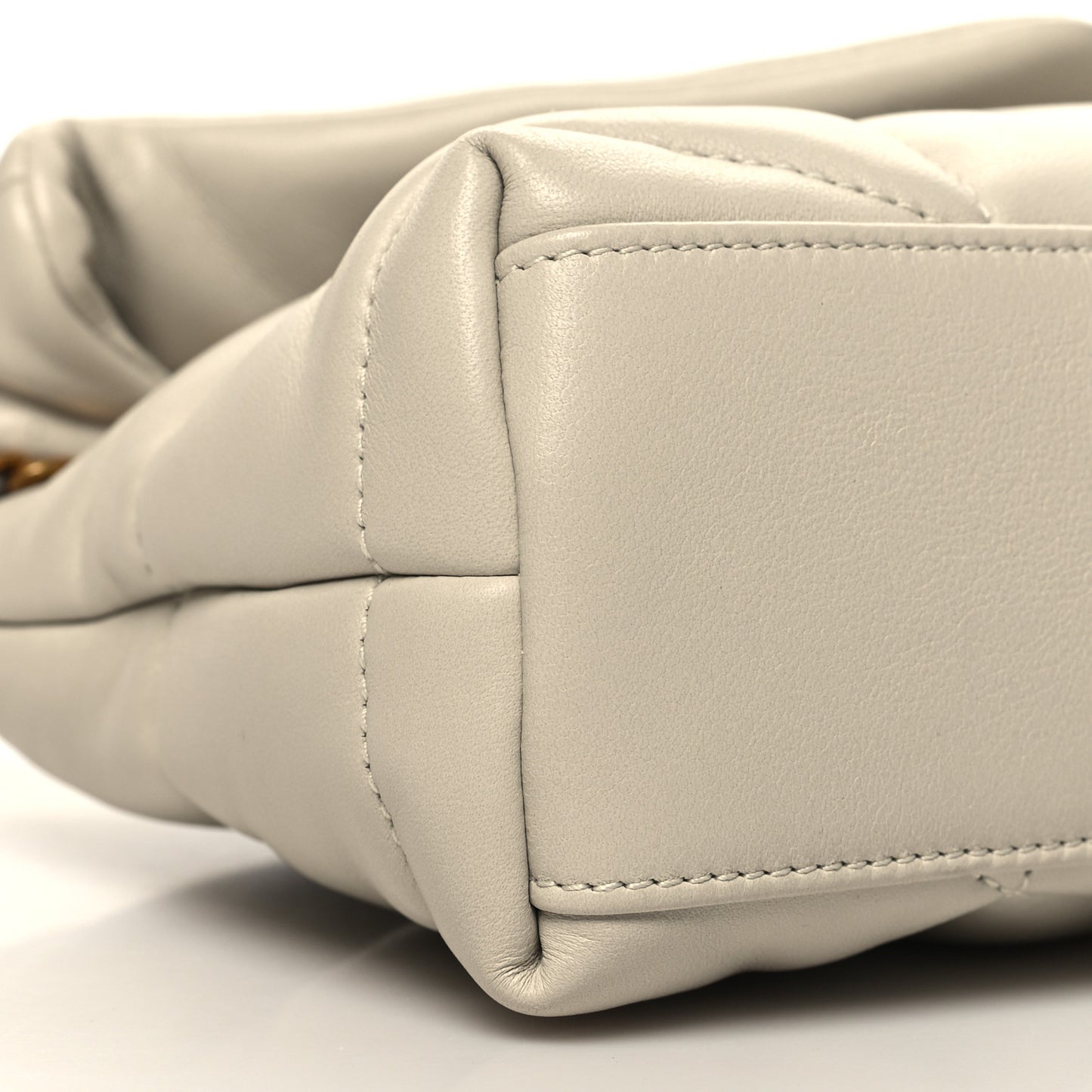 Lambskin Quilted Small Loulou Puffer Monogram Chain Satchel Crema Soft