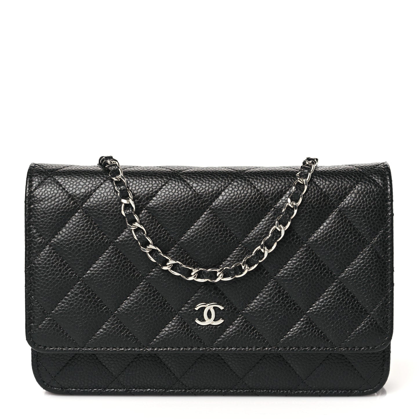 Caviar Quilted Wallet on Chain WOC Black