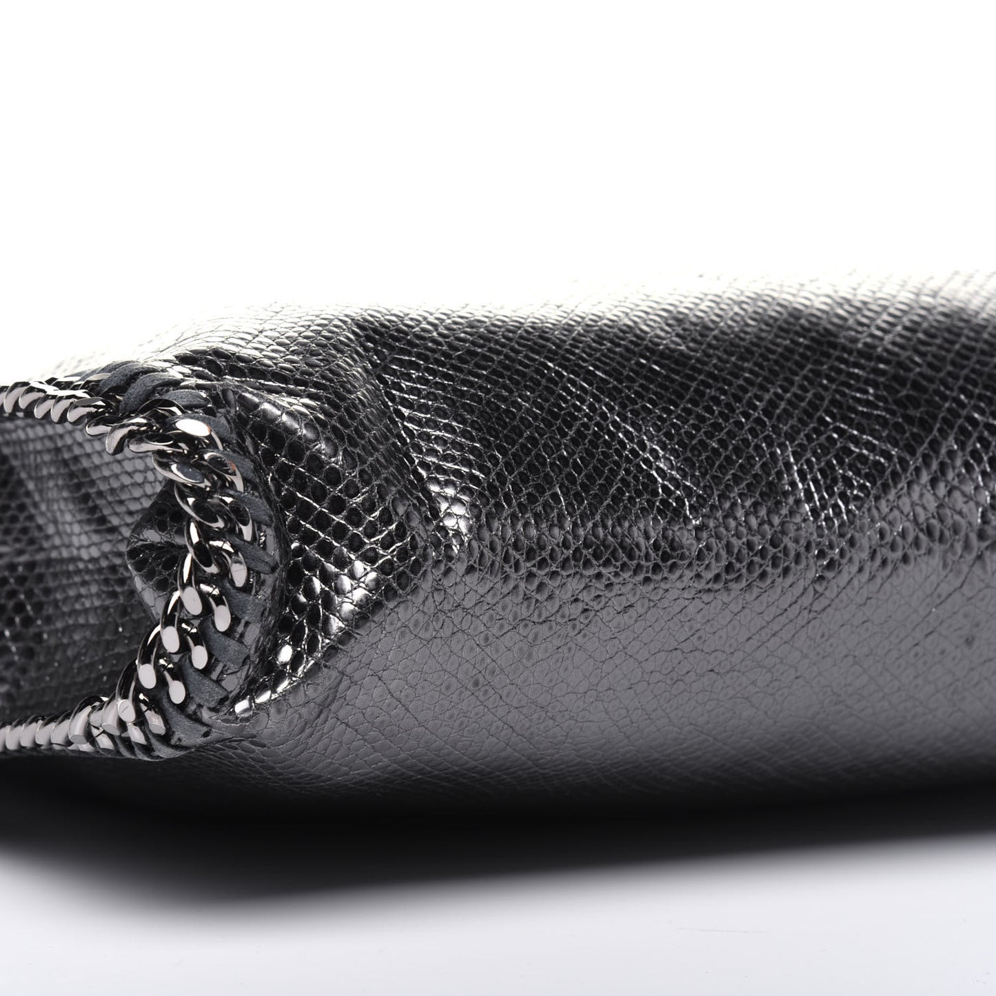 Metallic Snake Print Small Falabella Tote Ruthenium