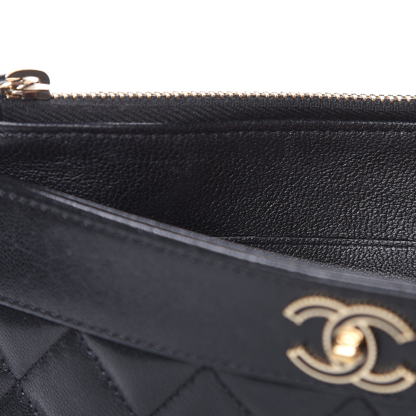 Sheepskin Quilted Mademoiselle Vintage Zip Pouch Black