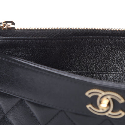 Chanel Sheepskin Quilted Mademoiselle Vintage Zip Pouch Black 8 of 10