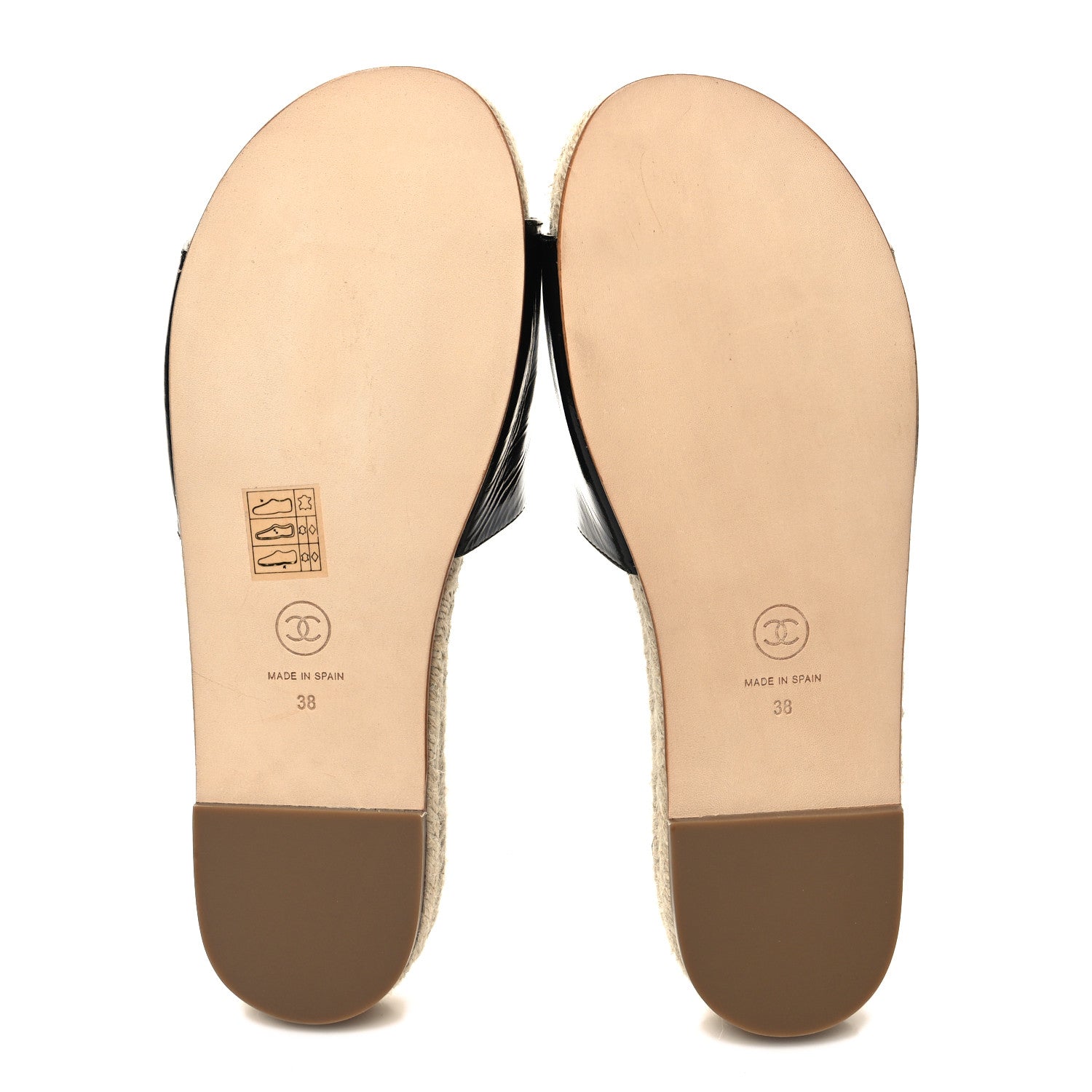 Chanel Patent Calfskin Crystal CC Espadrille Slip On Sandals 38 Black 5 of 9