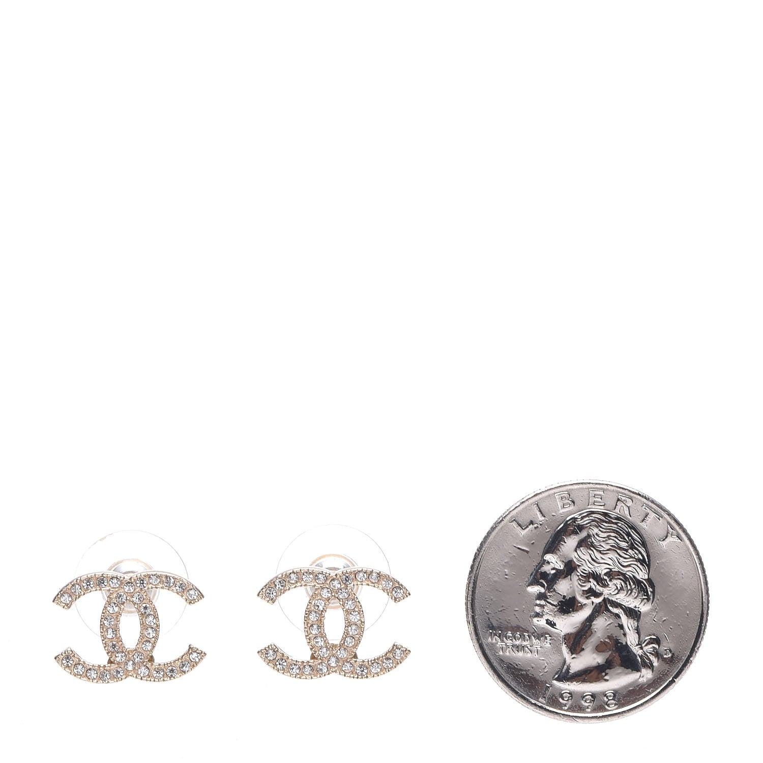 Chanel Crystal CC Earrings Gold 2 of 5