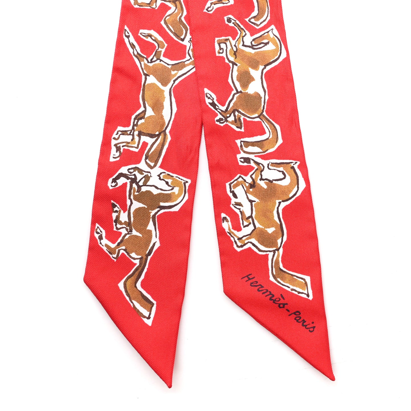 Silk Chevaux En Liberte Twilly Rouge Caramel White