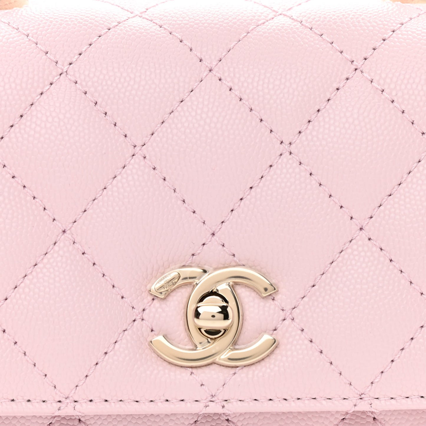 Caviar Quilted Mini Coco Handle Flap Light Pink