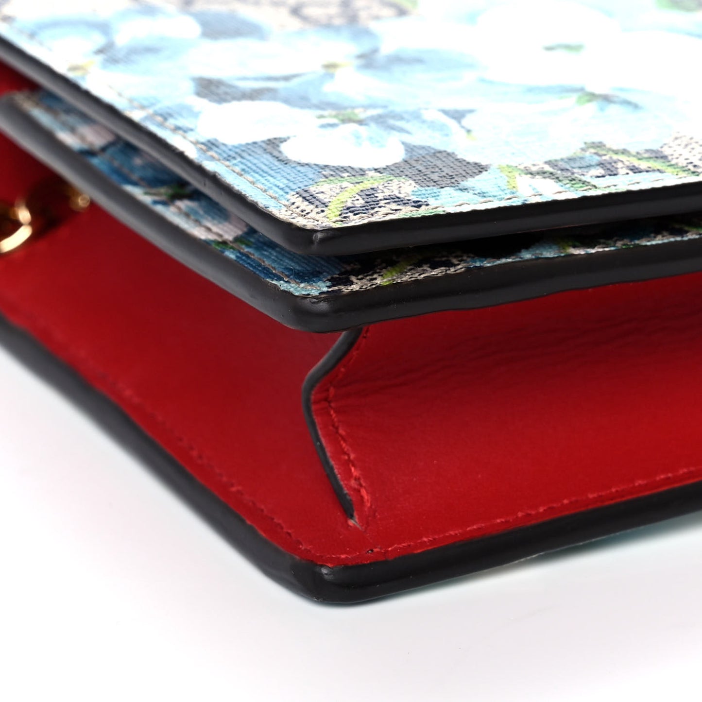 GG Supreme Monogram Blooms Chain Wallet Blue