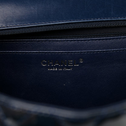 Chanel Patent Quilted Maxi Single Flap Navy Blue 5 of 10