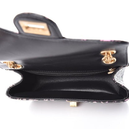 Chanel Calfskin Crocodile Embossed Graffiti 2.55 Mini Cocodile Reissue Flap Black Pink 7 of 10