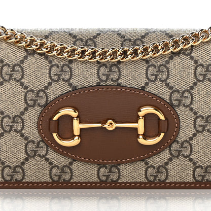 Gucci GG Supreme Monogram Azalea Calfskin Horsebit 1955 Wallet On Chain Beige Ebony Brown Sugar 8 of 11