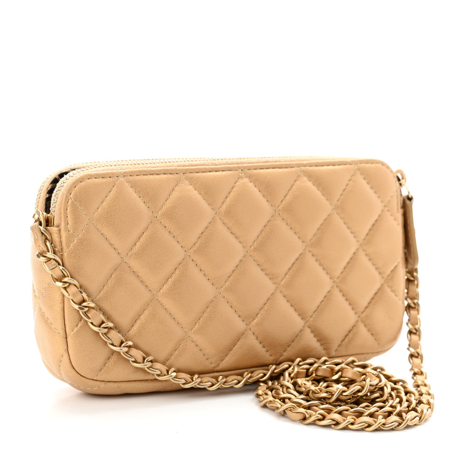 Chanel Metallic Lambskin Quilted Graffiti Small Clutch With Chain Gold 3 of 12