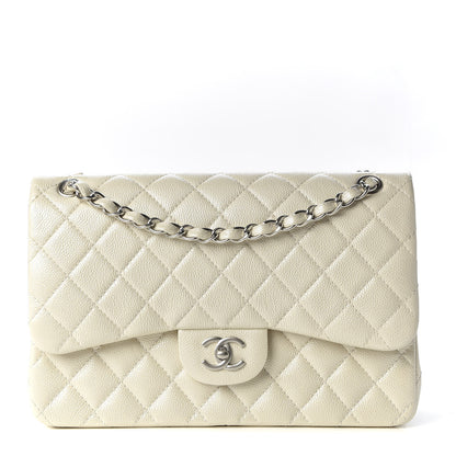 Chanel Pearly Caviar Quilted Jumbo Double Flap Dark White 1 of 9