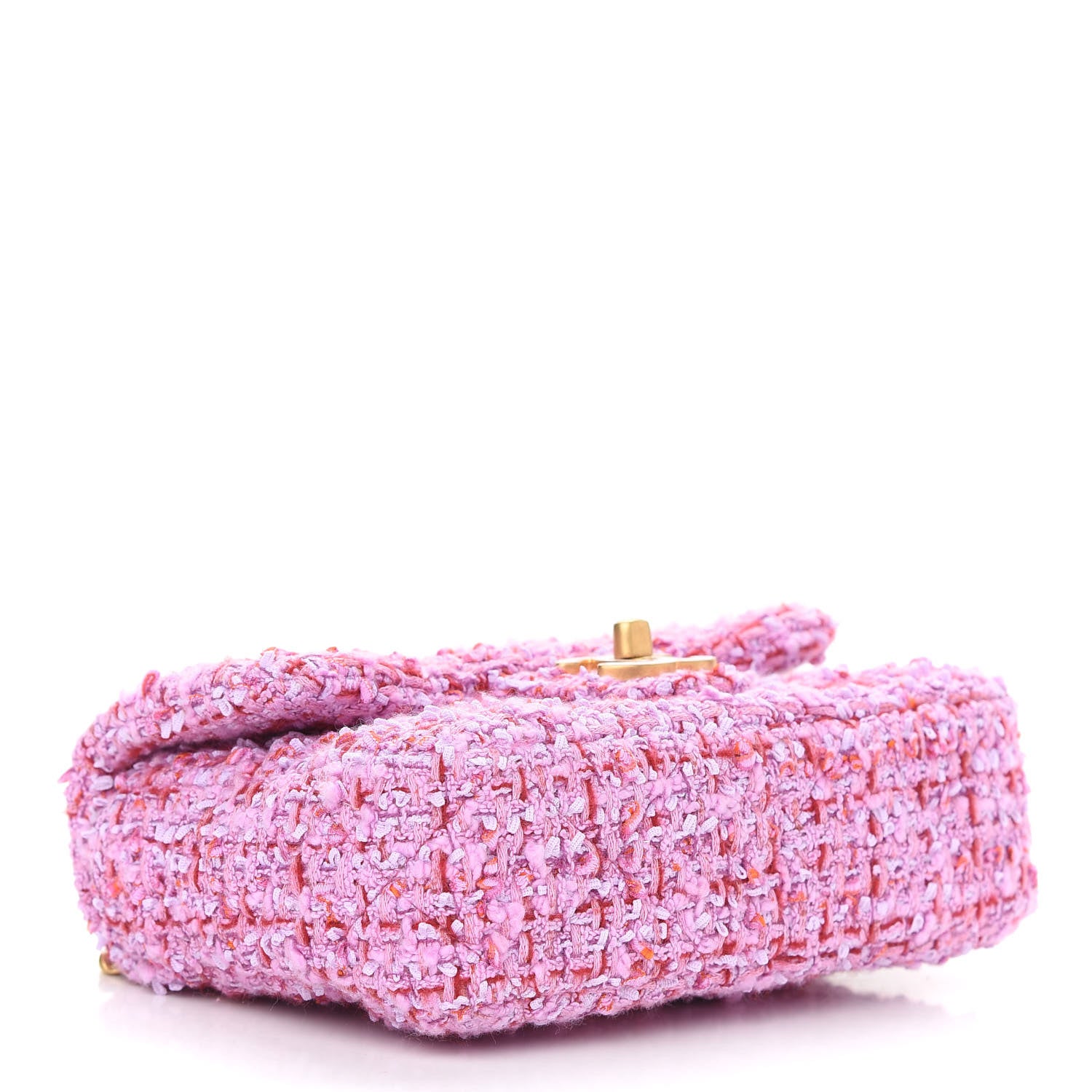 Chanel Tweed Enamel Quilted Mini Pending CC Square Flap Light Purple Pink Red 3 of 8