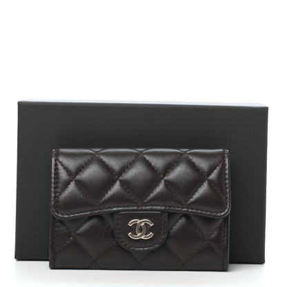 Chanel Lambskin Quilted Flap Card Holder Wallet Dark Brown 9 of 9
