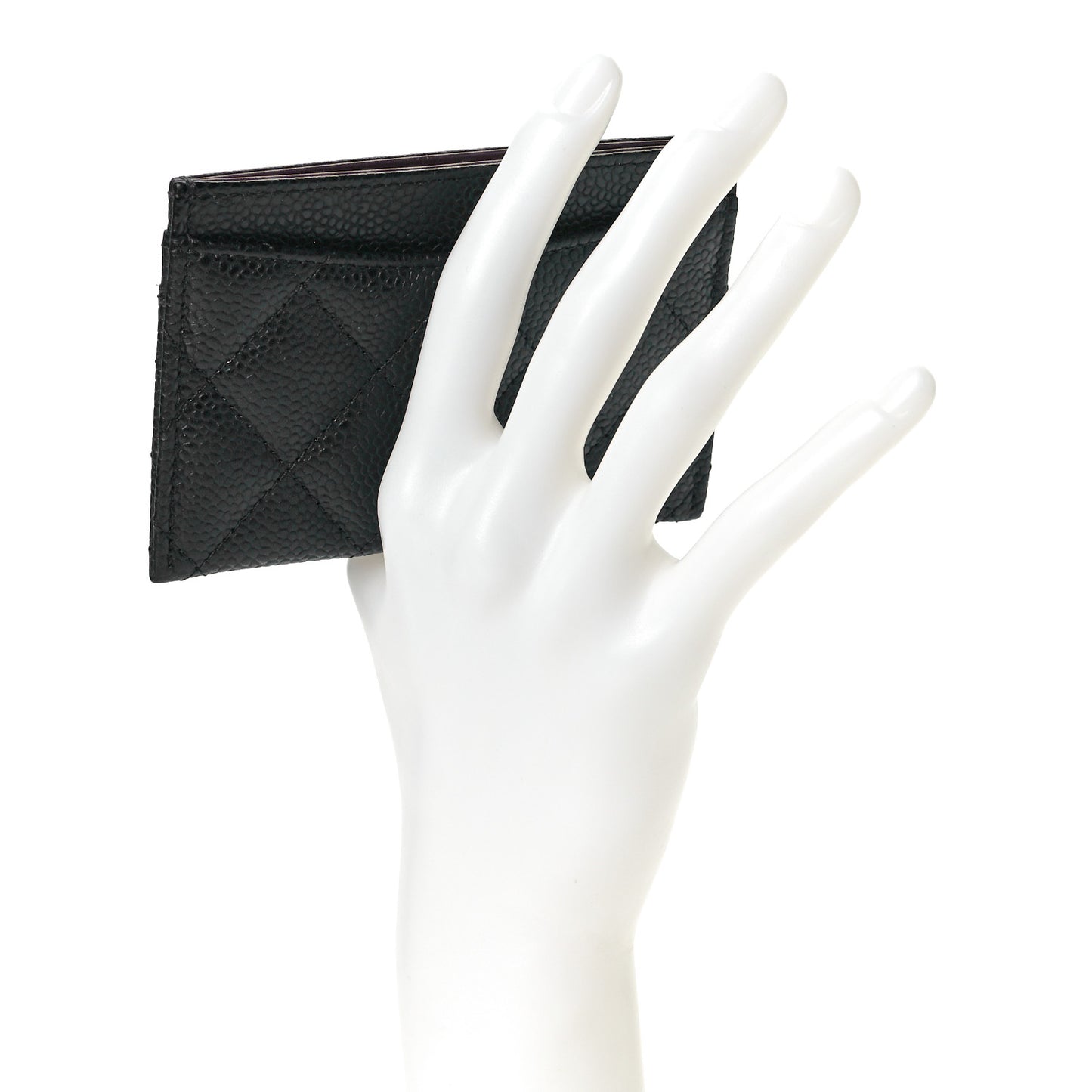 Caviar Quilted Card Holder Black