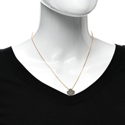 Van Cleef & Arpels 18K Yellow Gold Black Onyx Vintage Alhambra Pendant Necklace 2 of 5