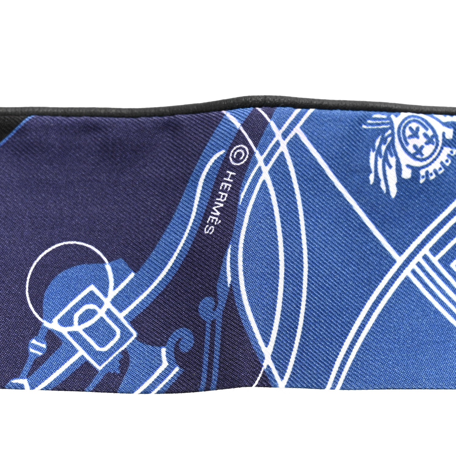 Hermes Silk Ex-Libris Forever Twilly Black Marine White 4 of 5