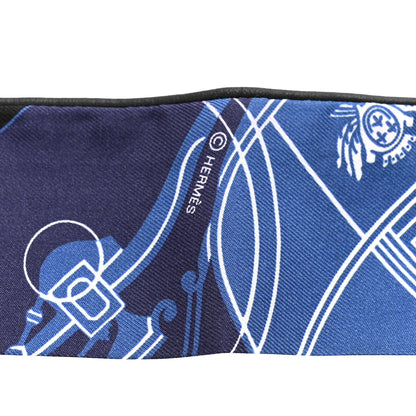 Hermes Silk Ex-Libris Forever Twilly Black Marine White 4 of 5