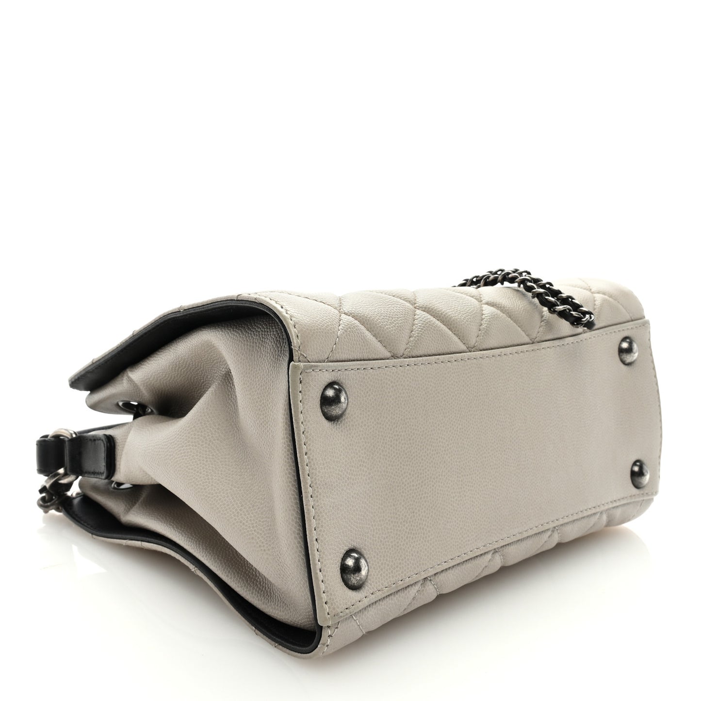 Caviar Quilted Small CC Bucket Bag Grey