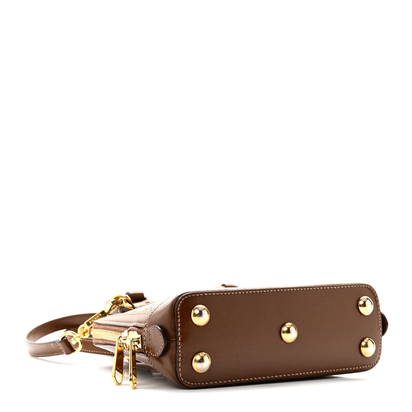 GG Supreme Monogram Azalea Calfskin Mini Horsebit 1955 Top Handle Bag Beige Ebony Brown Sugar