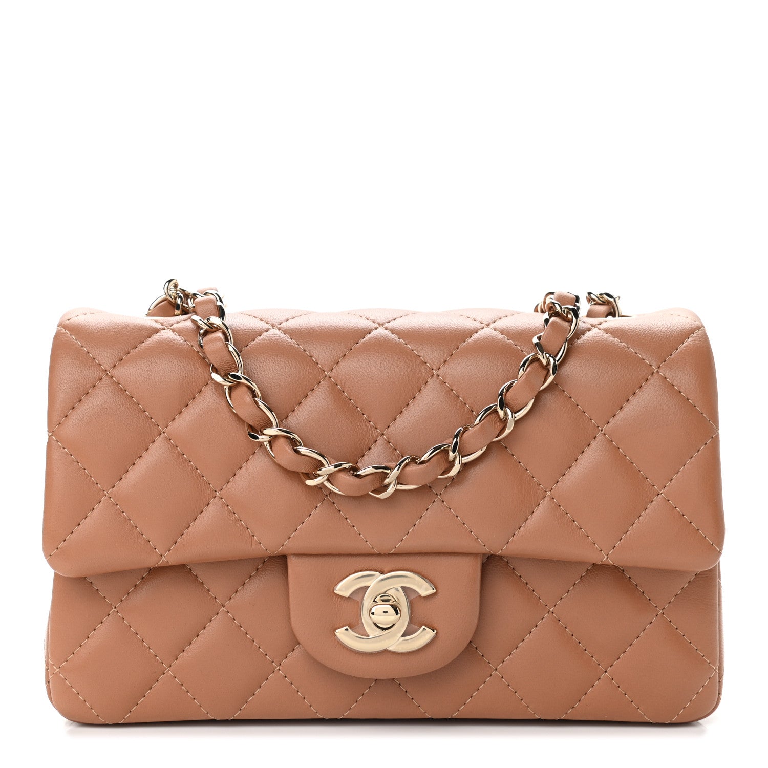 Chanel Lambskin Quilted Mini Rectangular Flap Brown 1 of 9