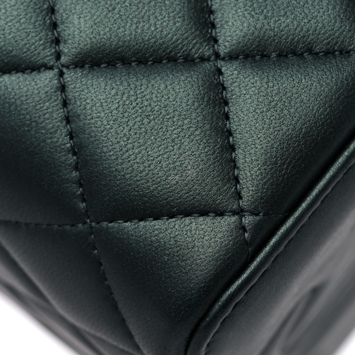 Chanel Iridescent Lambskin Quilted Small Top Handle Vanity Case With Chain Dark Green 13 of 15