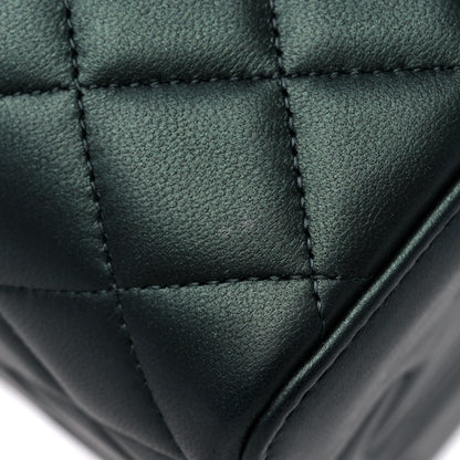 Chanel Iridescent Lambskin Quilted Small Top Handle Vanity Case With Chain Dark Green 13 of 15