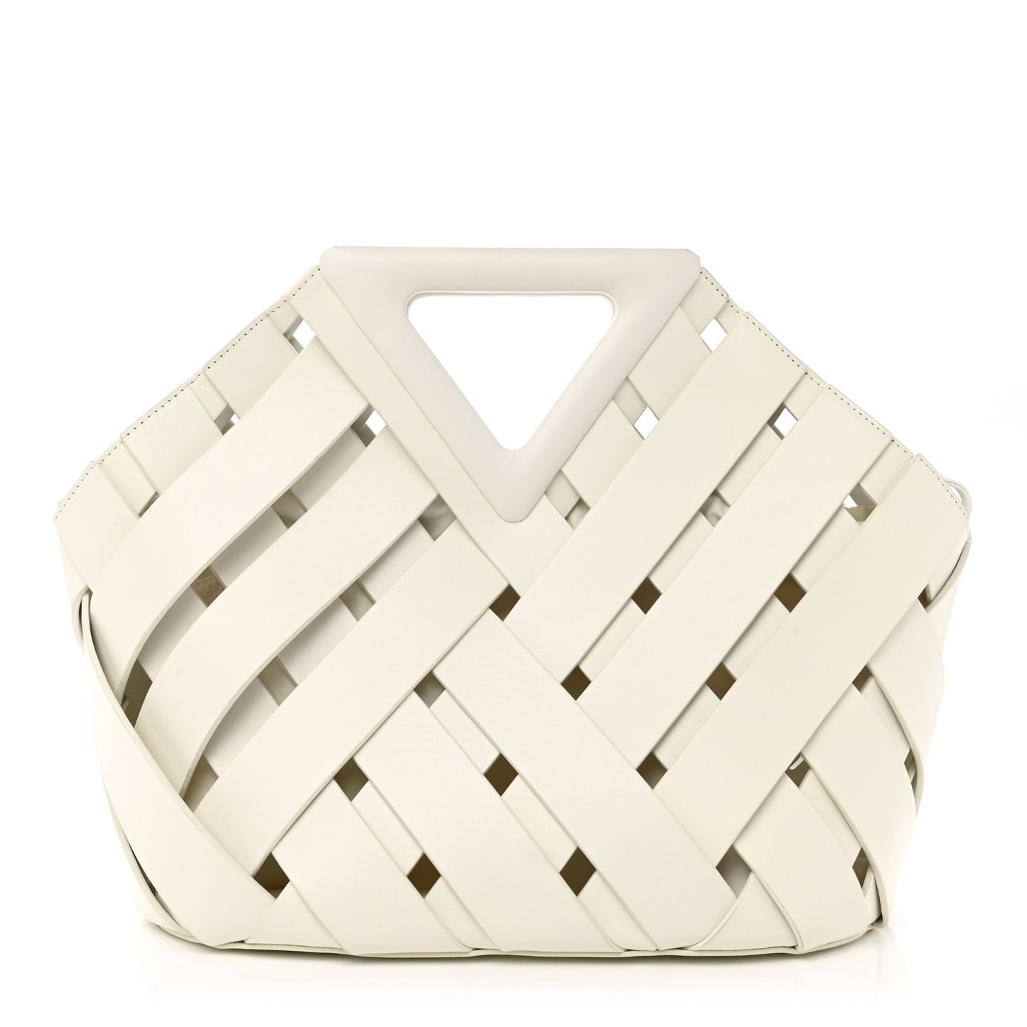 Calfskin The Point Weave Triangle Bag Chalk